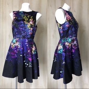 Karen Millen black floral cotton dress size 10